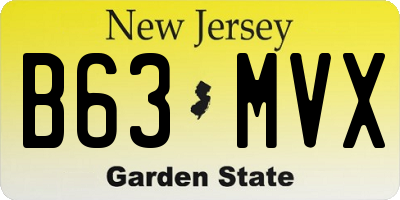 NJ license plate B63MVX