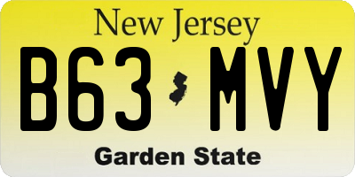 NJ license plate B63MVY