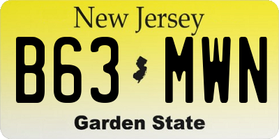NJ license plate B63MWN