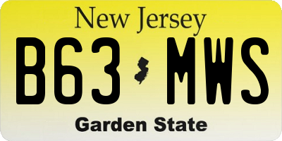 NJ license plate B63MWS
