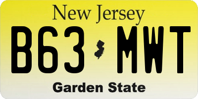 NJ license plate B63MWT