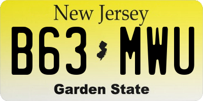 NJ license plate B63MWU