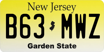 NJ license plate B63MWZ