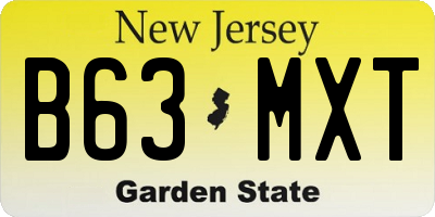 NJ license plate B63MXT