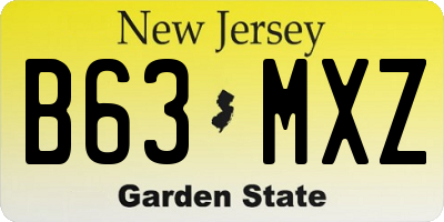 NJ license plate B63MXZ
