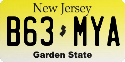 NJ license plate B63MYA