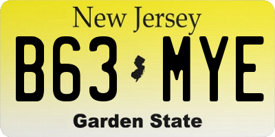 NJ license plate B63MYE