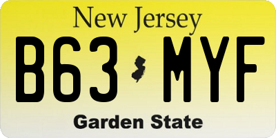 NJ license plate B63MYF