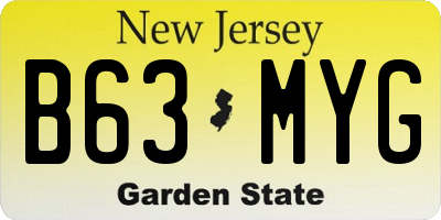 NJ license plate B63MYG