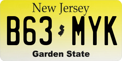 NJ license plate B63MYK