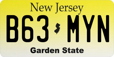 NJ license plate B63MYN