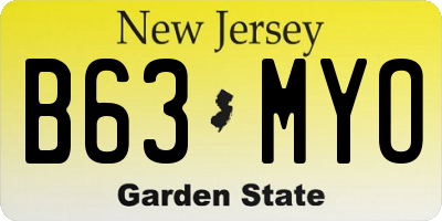 NJ license plate B63MYO