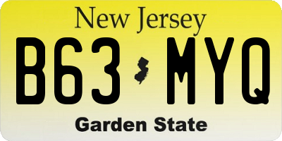 NJ license plate B63MYQ