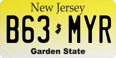 NJ license plate B63MYR