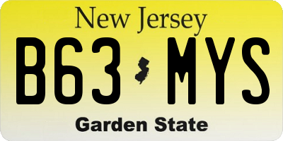 NJ license plate B63MYS