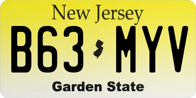 NJ license plate B63MYV
