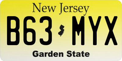 NJ license plate B63MYX