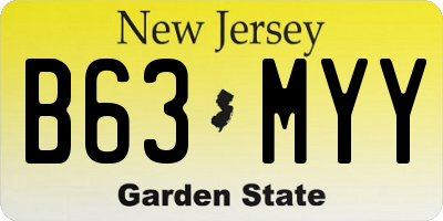 NJ license plate B63MYY