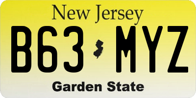 NJ license plate B63MYZ