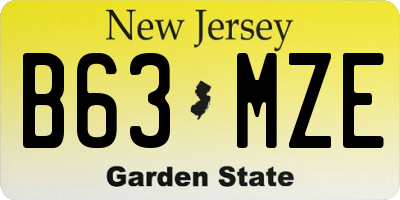 NJ license plate B63MZE