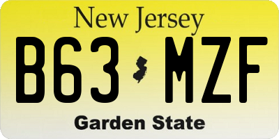 NJ license plate B63MZF