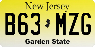 NJ license plate B63MZG