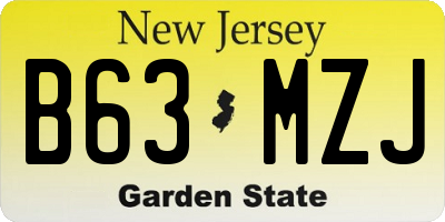 NJ license plate B63MZJ