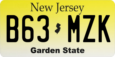 NJ license plate B63MZK