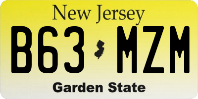 NJ license plate B63MZM