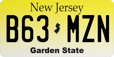 NJ license plate B63MZN