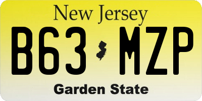 NJ license plate B63MZP