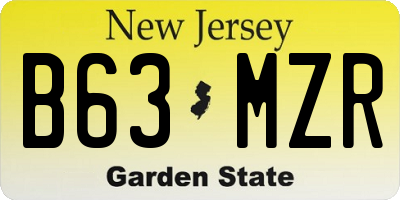NJ license plate B63MZR
