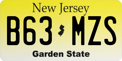 NJ license plate B63MZS