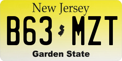 NJ license plate B63MZT