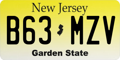 NJ license plate B63MZV