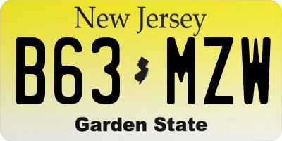 NJ license plate B63MZW