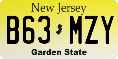 NJ license plate B63MZY