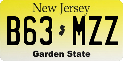NJ license plate B63MZZ