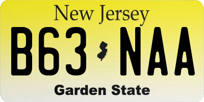 NJ license plate B63NAA