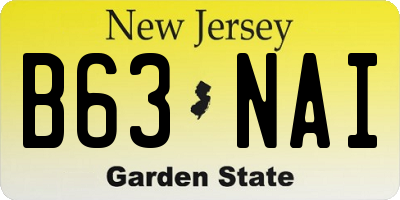 NJ license plate B63NAI