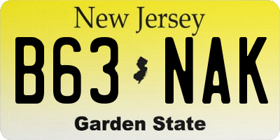 NJ license plate B63NAK