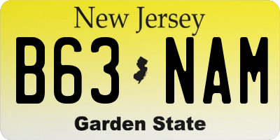 NJ license plate B63NAM