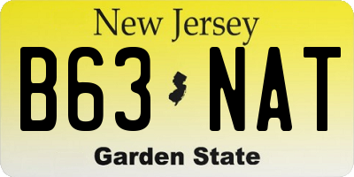 NJ license plate B63NAT