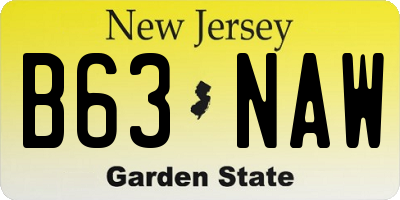 NJ license plate B63NAW
