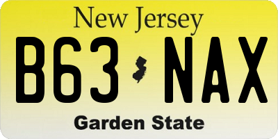 NJ license plate B63NAX