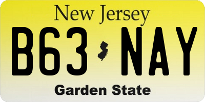NJ license plate B63NAY