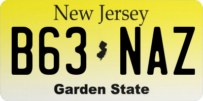 NJ license plate B63NAZ