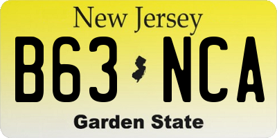NJ license plate B63NCA