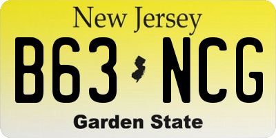 NJ license plate B63NCG