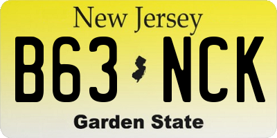 NJ license plate B63NCK